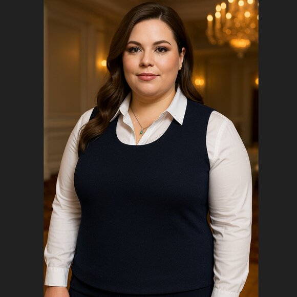 VTG Talbots Shell Tank Top 12W PETITE Navy Blue Shimmer Evening Lined Side Zip - Picture 1 of 15